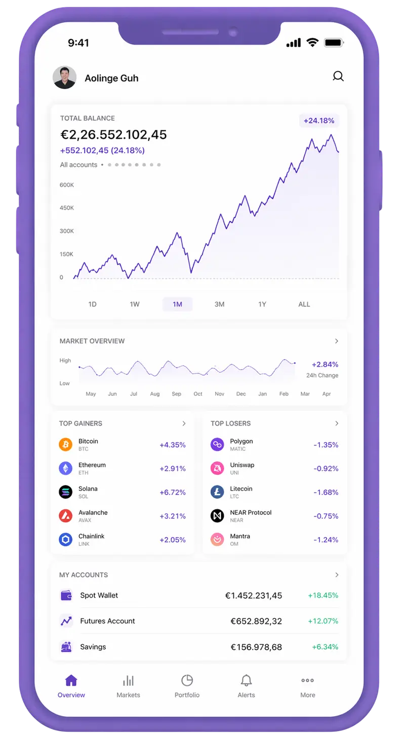 Selvara Mordenia mobile app showing portfolio overview